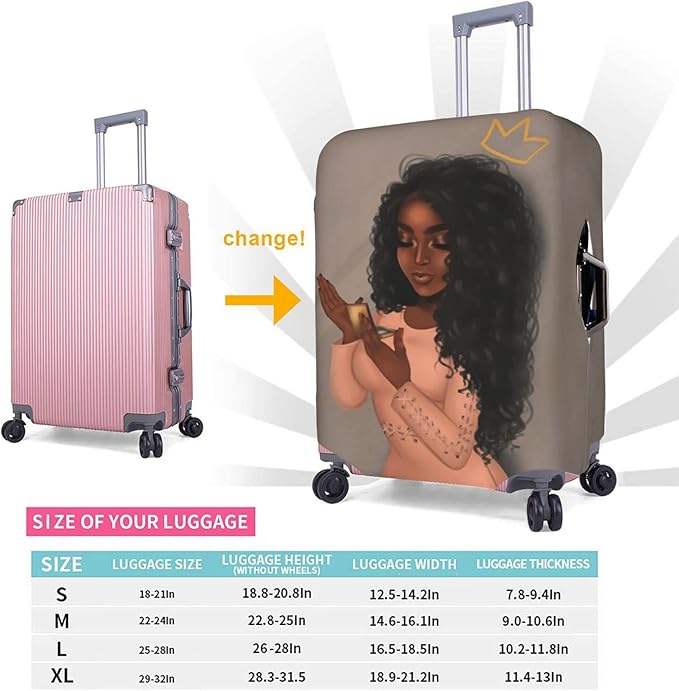 Luggage cover protector luggage cover for Suitcase Washable Suitcase Protector Anti-scratch Suitcase cover Large African American Black Girl9