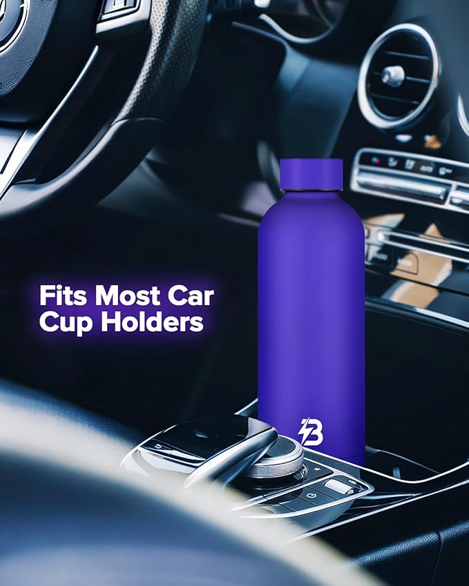 Insulated Water Bottle with Lid, 17 oz Reusable Leak-Proof Metal Stainless Steel Water Bottles for Travel, Sports, Gym, Outdoor (Dark Blue)