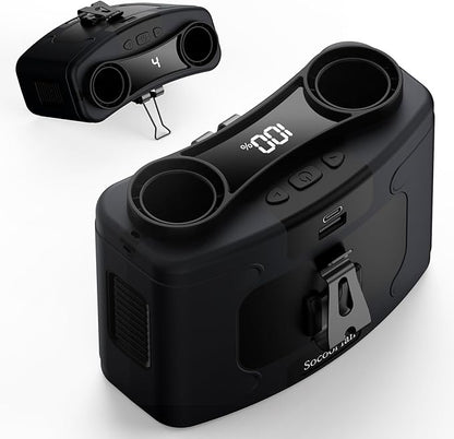 Socool 20000mAh Portable Waist Fan Clip on Wearable Belt Personal Fans Rechargeable Battery Operated, 40H Cooling Fan with 10 Speeds & Dual Motors, Neck Fans Hanging Hands-Free for Outdoor Travel