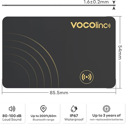 [Apple MFi Certified] VOCOlinc Air Tag Card Wallet Tracker 1.6mm 2 Pack, Smart Item Finder Work with Apple Find My APP (iOS Only, Android not Supported), Locator for Luggage, Suitcase, Bags, Backpack.