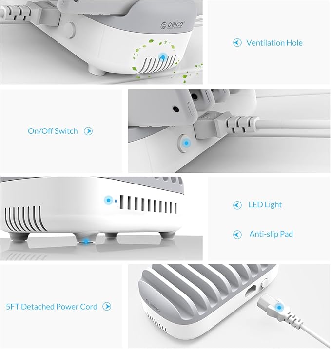 ORICO USB Charging Station, 120W Charging Docking Organizer for Multiple Devices, 10-Ports USB Charging Station Compatible with iPad, iPhone, Tablet, Kindle and Cell Phones (Cables not Included)