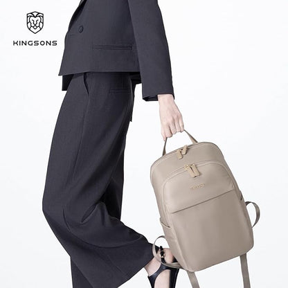 Kingsons Slim Travel Backpack With Luggage Strap,Black Business Backpack, Waterproof Nylon Commuter Bag for Work & Travel,Hiking, Red，Khaki (KS25002-Khaki-US-1)