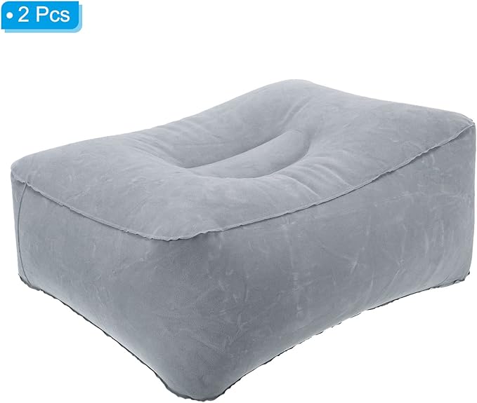 PATIKIL Travel Foot Rest Pillow, 2 Pack Inflatable Foot Rest Cushion Car Seat Footrest Leg Rest Pillow for Airplane Travel Office Home, Gray