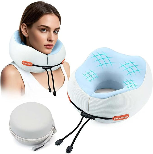 Thickened Travel Neck Pillow for Airplanes for Women, Adjustable Right Amount of Height 360° Support Memory Foam Neck Pillow, Portable Plane Pillow for Sleeping