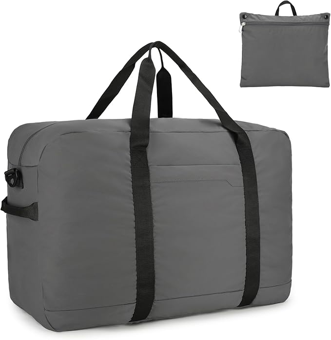 80L Foldable Travel Duffle Bag - Lightweight Duffel Bag for Women & Men, Large Packable Travel Bag for Weekend Trips, Camping & RV Travel (Grey)