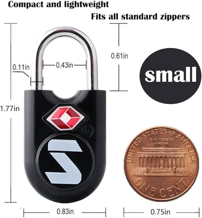 Sure Lock TSA Approved Luggage Locks Mini Size Lock with Keys for Travel, Zinc Alloy Body with Steel Shackle, Key Alike, Key Alike in The Same Package
