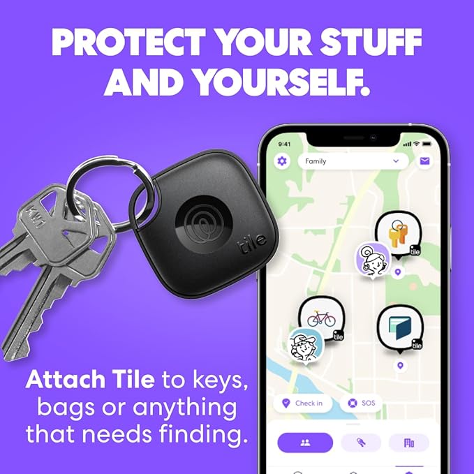 Tile by Life360 Mate - Bluetooth Tracker, Keys Finder and Item Locator for Keys, Bags and More. Phone Finder. Both iOS and Android Compatible. 1-Pack (Pink Punch)