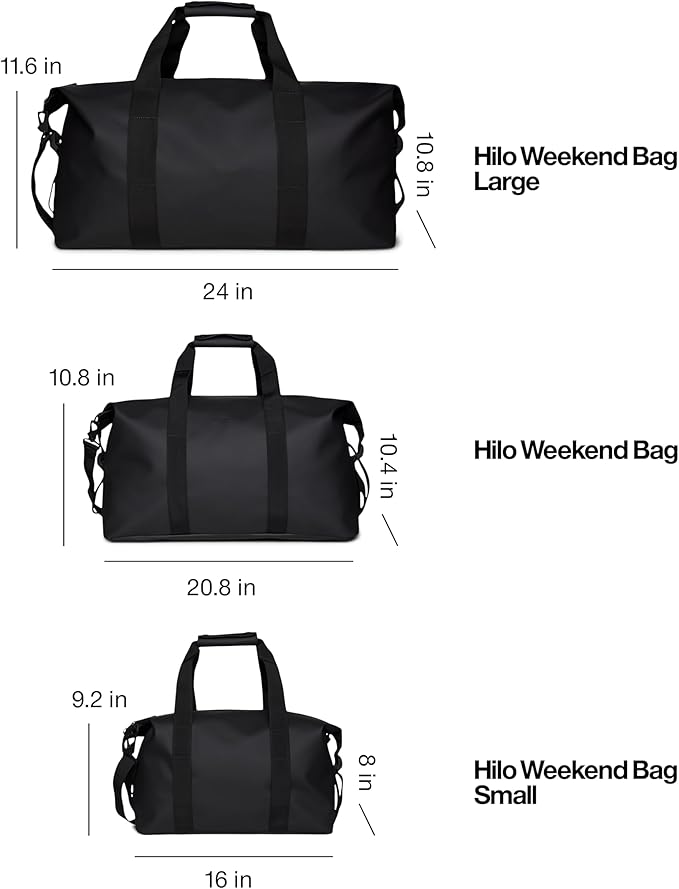 RAINS Regular Weekend Bag - Waterproof Travel Duffel for Men and Women - Duffle with Coated Zip, Adjustable Strap