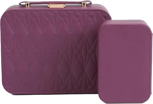 Jewelry Box for Women, Travel Jewelry Organizer Ladies Watch and Jewelry Case Travel Jewelry Case for Necklaces. (Burgundy Red)