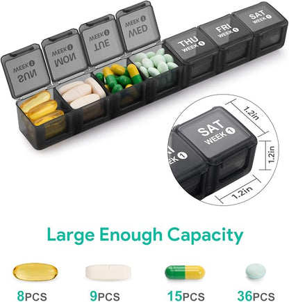 TookMag Monthly Pill Organizer 28 Day Pill Box, Large Medicine Pill Organizer 4 Weeks, One Month Pill Box Pill Case Travel Pill Organizer with Dust-Proof Container for Pills/Vitamin/Supplements