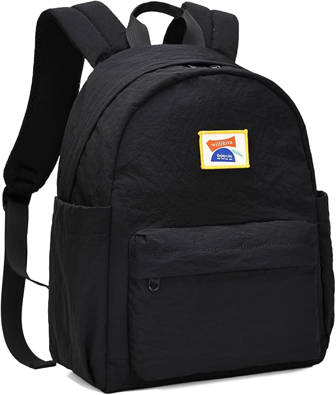 willikiva Kids Backpack for School Boys Girls Teens Toddler Backpack Waterproof Kindergarten Preschool Elementary Bookbag Children Travel Bag(Black,Small)