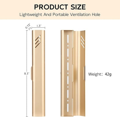 Travel Toothbrush Case, 2Pack Portable Toothbrush Holders, Durable Aluminum Toothbrush Storage Box, Small Breathable Manual Toothbrush Container for Traveling, Camping, Business Trip - Gold