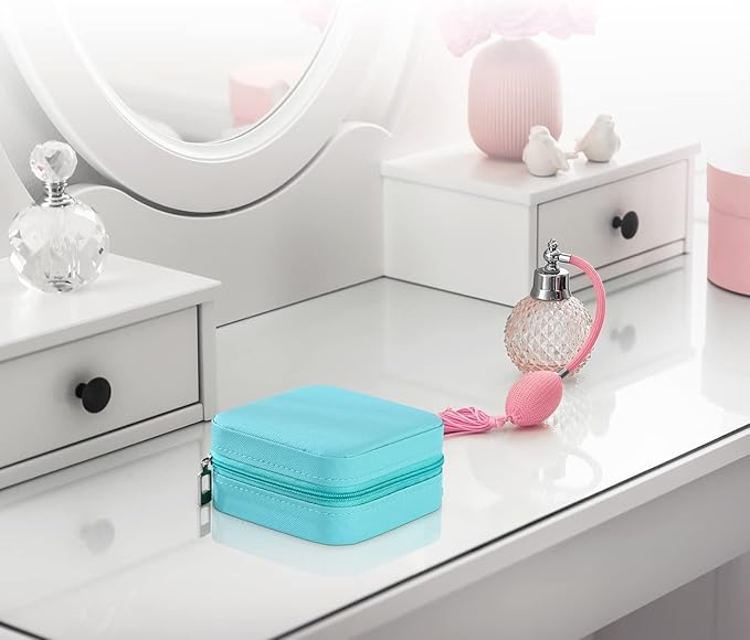 Mini Jewelry Case, Small Travel Jewelry Organizer, Portable Jewelry Box Mini Storage Organizer Display Box For Rings Earrings Necklaces (4Color-4pack)