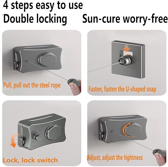 Anti-Sagging Clothes Line Thickened Steel Wire Retractable Clothesline Heavy Duty Clothesline Wall Mounted Gun Grey Finished