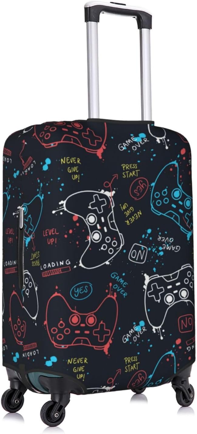Joysticks Gamepad Game Luggage Cover Washable Suitcase Protector, Gamer Luggage Tag Travel Birthday Gifts For Men Women (XL 29-32 Inch Luggage)