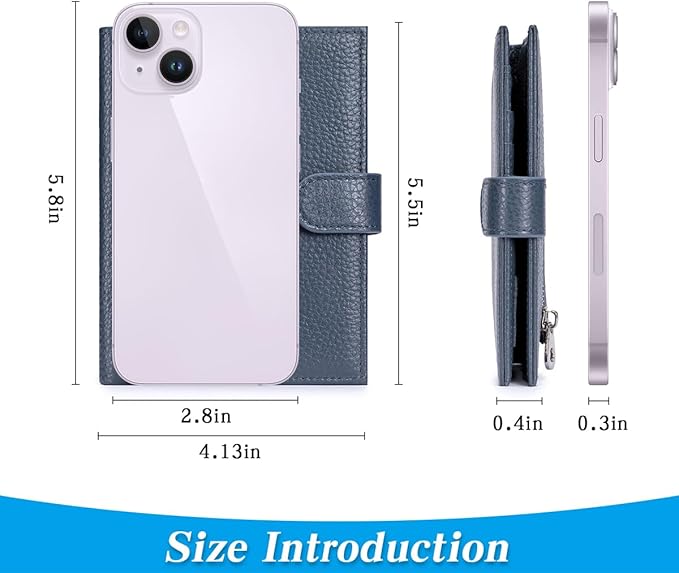 Passport Holder for Travel Women RFID Blocking Genuine Leather Passport Wallet with Card Slots, Zipper Coins Pocket, Cash Holder, Navy Blue