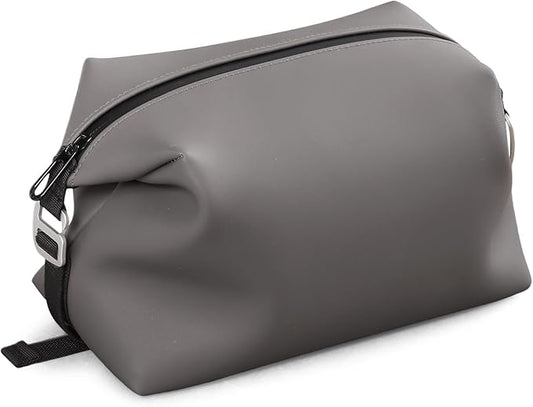 Vomgomfom 6L 13 Inch Silicone Toiletry Bag, Waterproof Leakproof Travel Cosmetic Organizer, Adjustable G-Buckle Compression Dopp Kit, Foldable Makeup Bag for Women & Men (Grey, 6.5”3L)