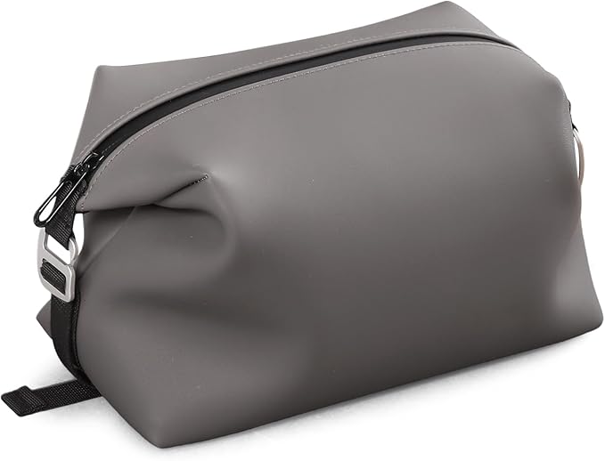 Vomgomfom 6L 13 Inch Silicone Toiletry Bag, Waterproof Leakproof Travel Cosmetic Organizer, Adjustable G-Buckle Compression Dopp Kit, Foldable Makeup Bag for Women & Men (Grey, 13" 6L)