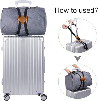 Adjustable Luggage Straps for Suitcases Add a Bag High Elastic Travel Bag Bungees Connecting Carry On Bag TSA Approved (3 Pack Brown)