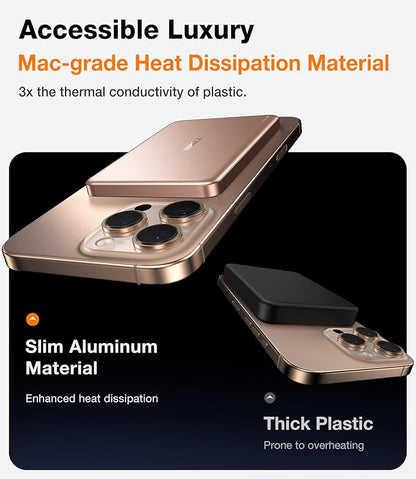 TORRAS MiniMag Power Bank,Ultra-Slim 10,000mAh Magnetic Wireless Portable Charger, 22.5W Fast Charging iPhone Air Magnetic Battery Pack Designed for iPhone 17 Pro Max/17 Pro/Air/16/15/14/13/12, Gold