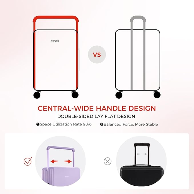 TUPLUS Suitcase ABS Hard Shell Luggage with 4 Spinner Wheels Hold Check in Travel Case, Balance Series