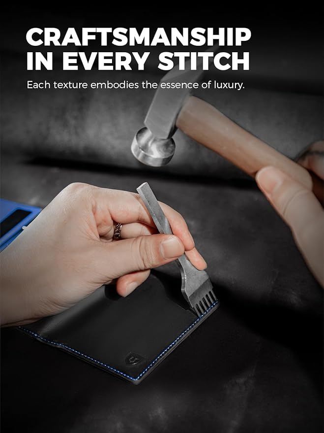 LORZOR Minimalist Wallet for Men with Credit Card Holder, Finest Full Grain Leather, Pop up Smart Wallet, Trifold Slim Wallet, RFID Blocking, Front Pocket, ID Window