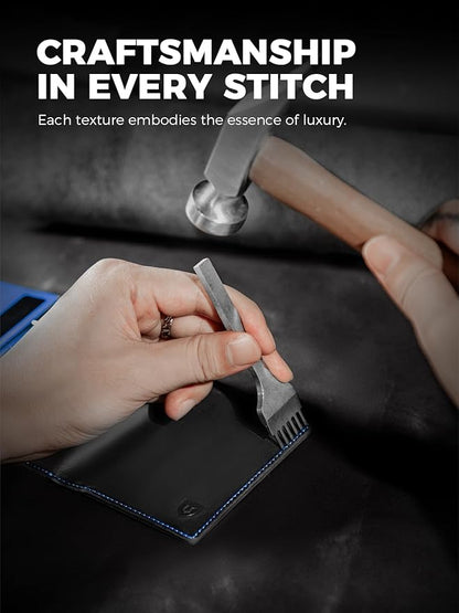 LORZOR Minimalist Wallet for Men with Credit Card Holder, Finest Full Grain Leather, Pop up Smart Wallet, Trifold Slim Wallet, RFID Blocking, Front Pocket, ID Window