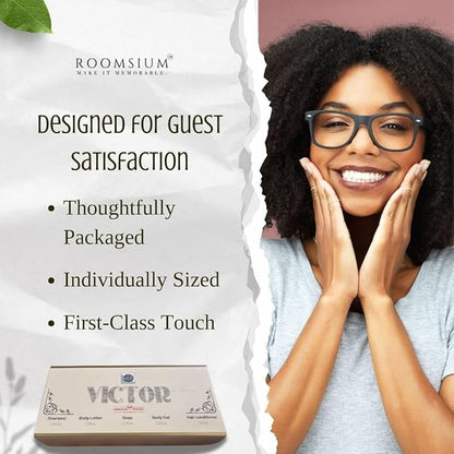 Victor 75-Piece Guest Toiletries Set – 15 Guest Kits with Shampoo, Conditioner, Shower Gel, Body Lotion & Soap – Goji Berry & Calendula, Paraben-Free, Made in Turkey