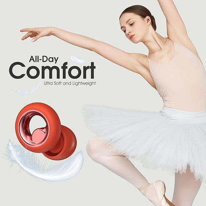 Ear Plugs for Sleeping Noise Cancelling, Soft Ear Plugs for Concert, 45dB Reusable for Noise Reduction with 8 Ear Tips, Silicone Hearing Protection Earplugs for Sleep, Work (Red)