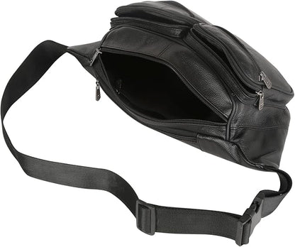 Genuine Leather Fanny Pack/Waist Bag/Organizer with Adjustable Belt, Multiple Pockets For Men and Women