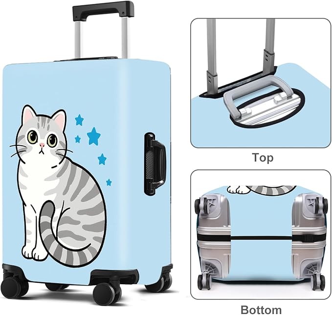 Luggage Cover Washable Suitcase Protector Anti-scratch Suitcase cover Fits 20-34 Inch Luggage (Cat, L(28-30inch suitcase))