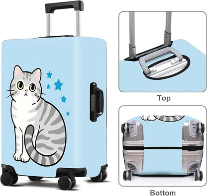 Luggage Cover Washable Suitcase Protector Anti-scratch Suitcase cover Fits 20-34 Inch Luggage (Cat, L(28-30inch suitcase))