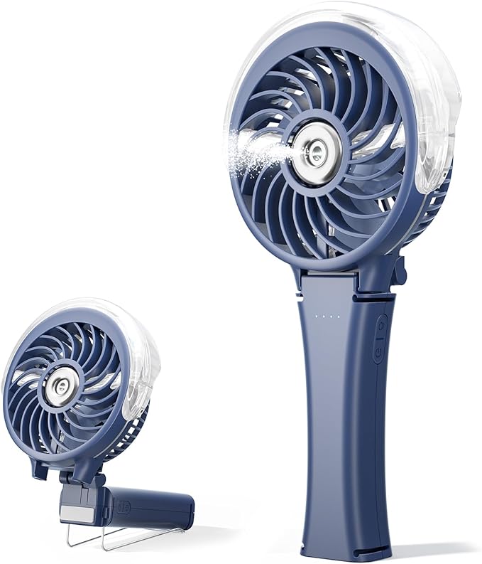 HandFan 2025 Upgraded Portable Misting Fan, Two Button Easy Operation, Handheld Rechargeable Mister Fan, Spray Water Mist Fans, Mini Electric Cooling Fans for Travel, Outdoors, Disney(Royal Blue)