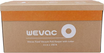 Wevac 11” x 150’ Food Vacuum Seal Roll Keeper with Cutter, Ideal Vacuum Sealer Bags for Food Saver, BPA Free, Commercial Grade, Great for Storage, Meal prep and Sous Vide
