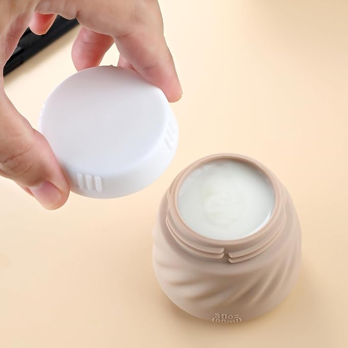 Gemice Travel Containers for Toiletries, TSA Approved 3 oz Leak-proof Silicone Travel Jars for Cream, BPA-Free Travel Size Container with Lid for Cosmetic Shampoo Cream (4 Pack)