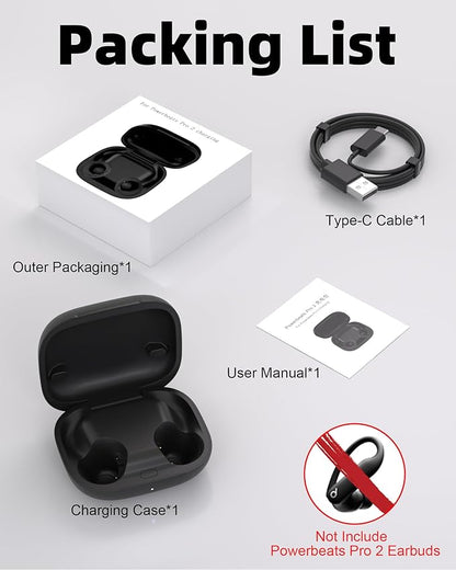 Charging Case Replacement for Powerbeats Pro 2 : Wireless Earbuds Charger Case with Bluetooth Pairing Sync Button, 600mAh Battery, Earbuds Not Included