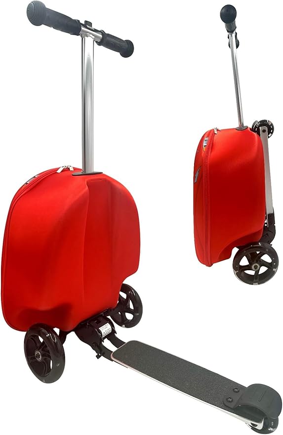 Fast Forward Kid’s Licensed 18" Ride-On Suitcase Scooter - Lightweight Carry-On Foldable Scooter Luggage