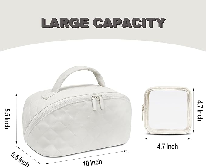 Makeup Bag,Quilted Puffer Cosmetic Bags,Travel Toiletry Bag for Women,Large Capacity Waterproof Make up Bag Set