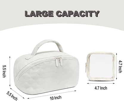 Makeup Bag,Quilted Puffer Cosmetic Bags,Travel Toiletry Bag for Women,Large Capacity Waterproof Make up Bag Set