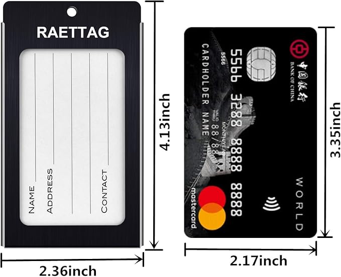 Luggage Tags Metal Suitcase Tags Travel Bag ID Identifier Luggage Tag (Black 2-Pack)