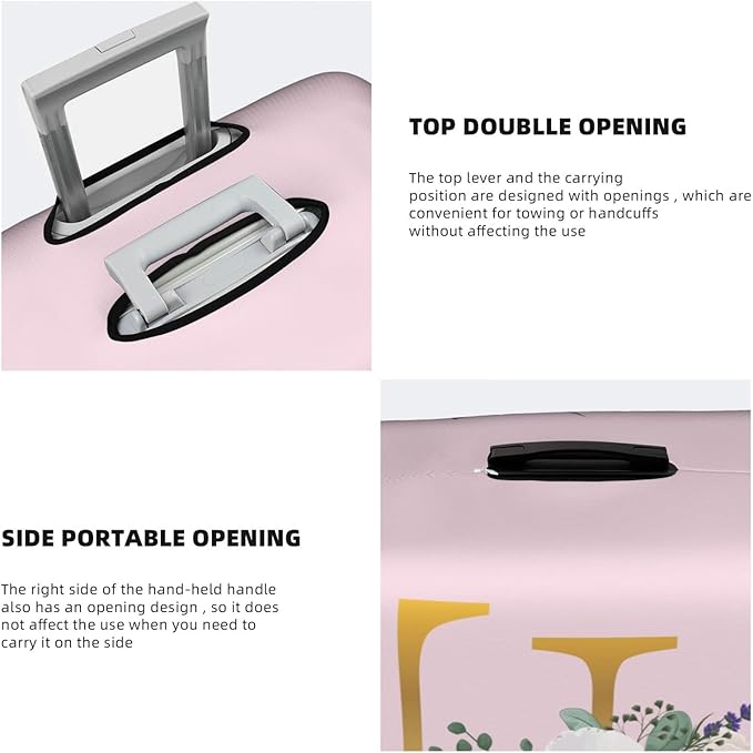 Flower Lette F Pink Luggage Cover Elastic Washable Stretch Suitcase Protector Anti-Scratch Travel Suitcase Cover for Kid and Adult S (18-21 inch suitcase)