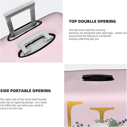 Flower Lette F Pink Luggage Cover Elastic Washable Stretch Suitcase Protector Anti-Scratch Travel Suitcase Cover for Kid and Adult S (18-21 inch suitcase)