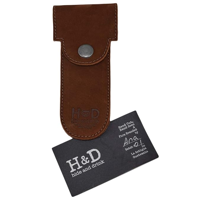 Hide & Drink, Double Edge Protector Case, Barber Razor Sheath, Safety Cover, Travel and Commuter Essentials, Portable Carry Bag, Vintage, Full Grain Leather, Handmade, Swayze Suede