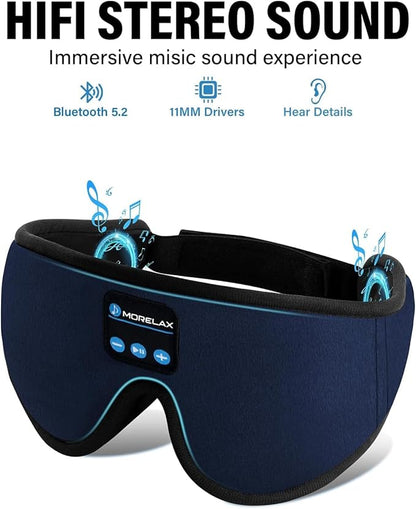 Sleep Mask with Bluetooth Headphones, 3D Sleep Mask Wireless Music Eye Mask for Sleeping Side/Back Sleepers Sleep Headphones Gift (Azure)