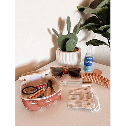 Itzy Ritzy Packing Cubes for Travel – Set of 3 Packing Cubes or Travel Organizers; Each Cube Features a Mesh Top, Double Zippers and a Fabric Handle (Terracotta Sunrise)