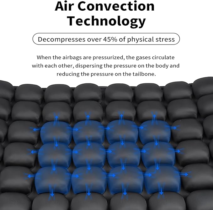 Travel Cushion Airplane Seat,Portable Inflatable Seat Cushion for Long Flights, Car Seat, Office Chairs, and Wheelchair (42 Air Bag with Air Pump and Storage Bag)