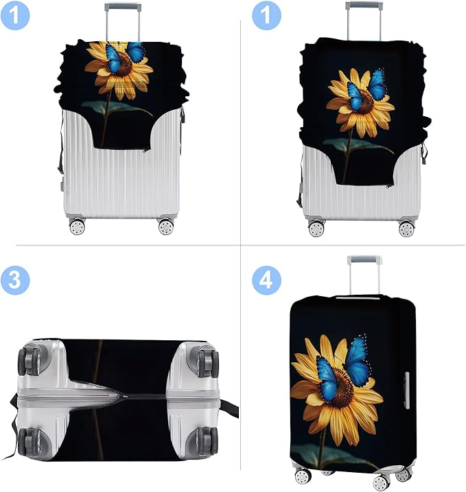 Luggage Cover Washable Suitcase Protector Anti-scratch Suitcase cover Fits 20-34 Inch Luggage (Sunflower, M(24-26inch suitcase))