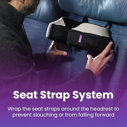 Cabeau Travel Neck Pillow for Airplanes – The Neck’s Evolution, TNE S3 – Supportive Memory Foam Design for Long Haul Flights – Attachable Seat Straps and 360° Support (Vegas Neon Yellow)