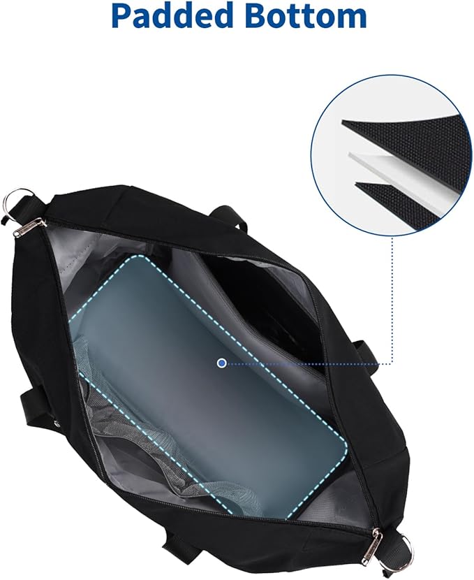 Narwey For Spirit Airlines Personal Item Bag 18x14x8 Foldable Duffle Bag for Travel Packable Duffel Bag for Traveling Carry on Bag for Airplanes Underseat with Wet Pocket for Women and Men (Black)