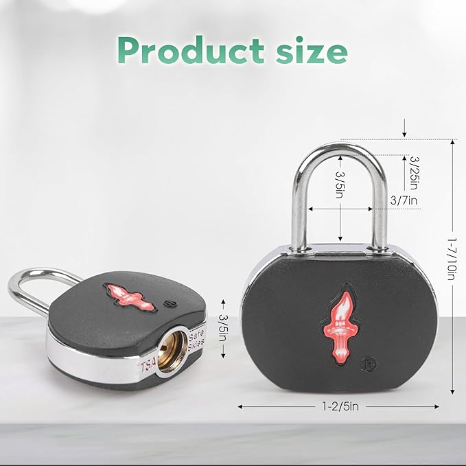 Lock for Luggage TSA Approved and 6 Tags, Luggage Lock with Key and Chrome Ring Around Body, Suit for Suitcase,Luggage,Backpack,Laptop Bag,Locker 6 Pack Color Mixed